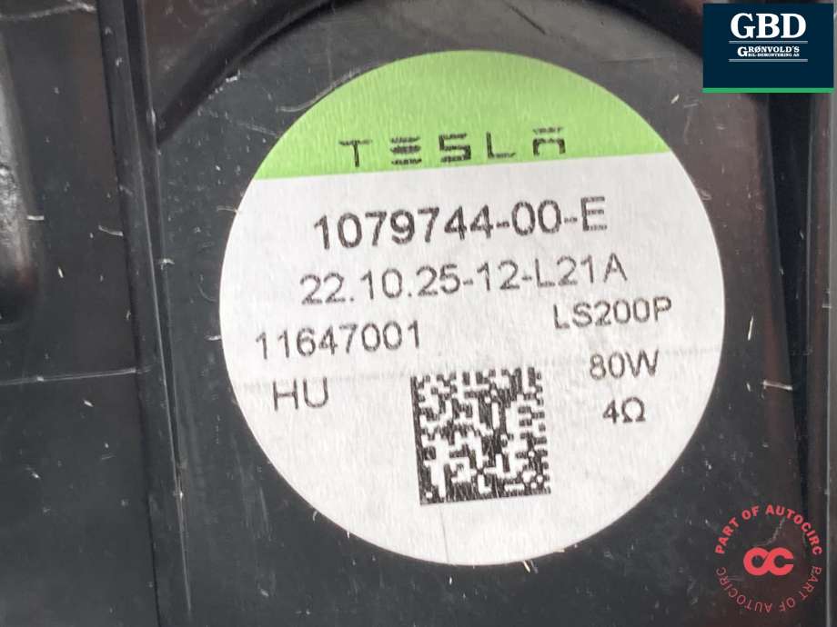 Bilstereo høyttaler til Tesla Model Y 2024-->> (Type II) (1079744-01-F|1079744-00-E|1079744-00-F| 1771779-00-A)