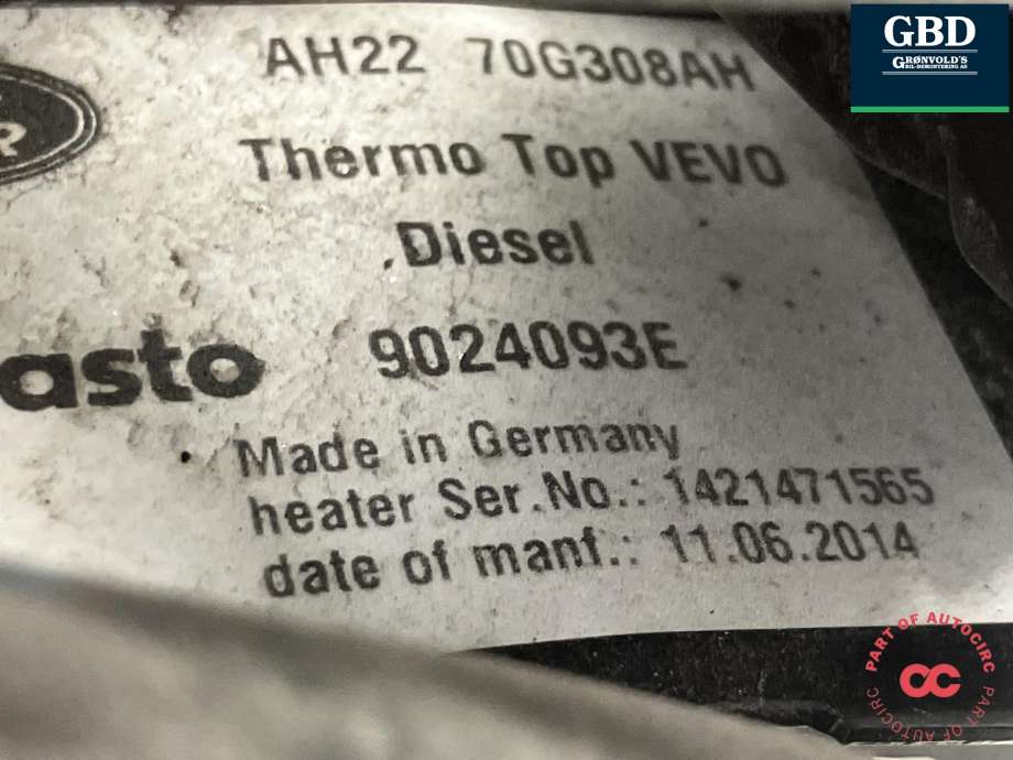 Dieselvarmer til Land Rover Discovery 2009-2017 (Type IV) (LR066105|AH2270G308AH|)