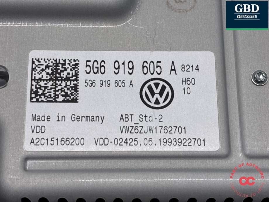Bilstereo navigasjon skjerm til VW Golf VII 2017-2020 (Fase 2)  (5NN 919 605 A|5G6 919 605 A|)