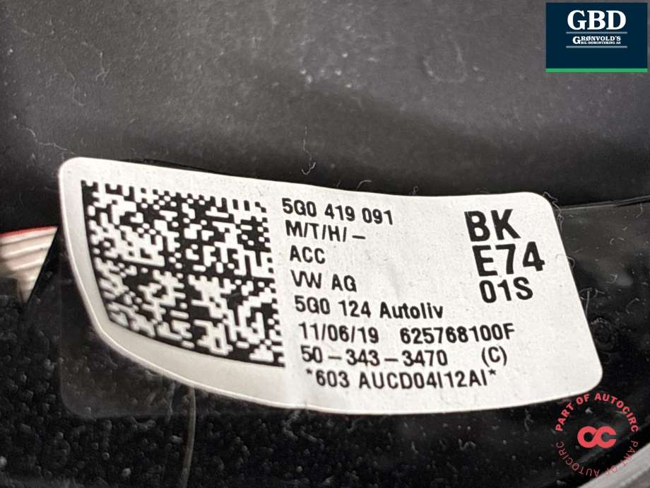 Ratt til VW Golf VII 2017-2020 (Fase 2)  (5G0 419 091 BK|5G0 419 091 BK E74|)