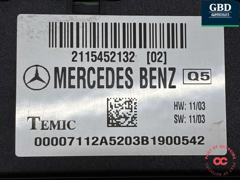 Styreenhet comfort (BCM) til Mercedes E-Klasse 2002-2006 (Fase 1) (W211) (W211) (A 211 545 29 01|A 211 545 30 01|2115452132)