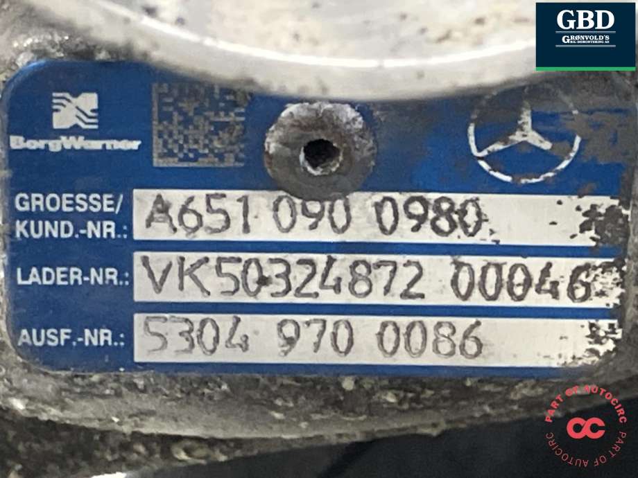Turbo til Mercedes Sprinter 2018-->> (907/910) (907/910) (A 651 090 63 80|)