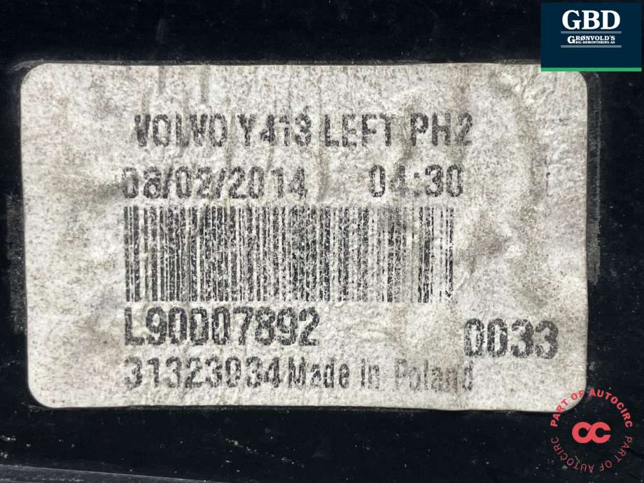 Baklykt venstre til Volvo XC60 2014-2017 (Type I, Fase 2)  (31323034|L90007892|)