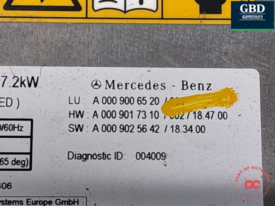Batterilader (OBC - On Board Charger) til Mercedes EQC 2019-->> (A 000 900 65 20|)