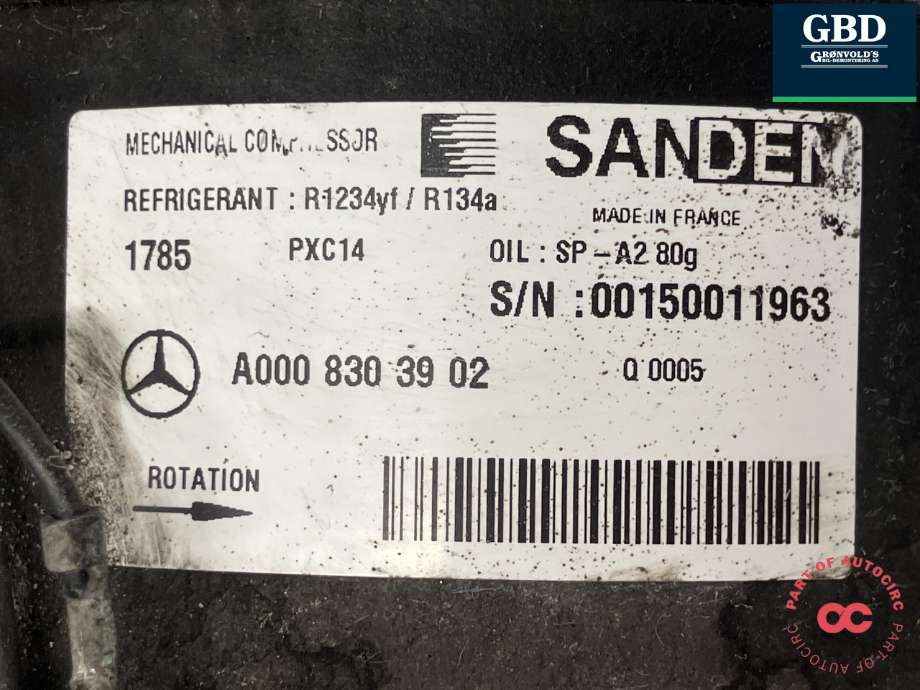 Aircondition kompressor til Mercedes Sprinter 2018-->> (907/910) (907/910) (A 000 830 39 02|)
