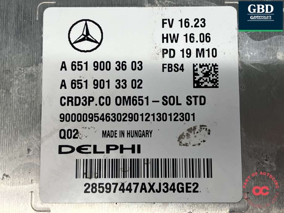 Styreenhet motor til Mercedes Sprinter 2018-->> (907/910) (907/910) (A 651 900 71 03|A 651 900 36 03|)