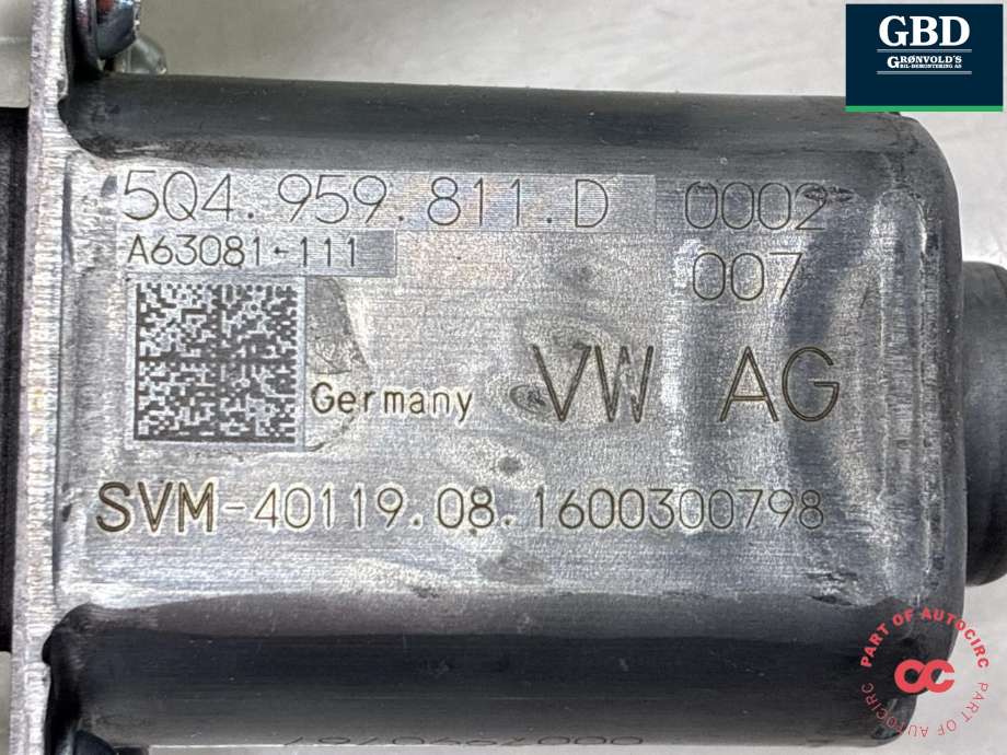 Ruteheis, kun motor, venstre bak til VW Golf VII 2012-2017 (Fase 1) (5Q4 959 811 F|5Q4 959 811 D|)