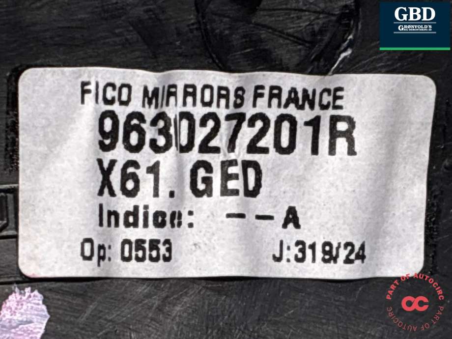 Speil venstre til Renault Kangoo 2008-2021 (Type II)  (963027201R|)