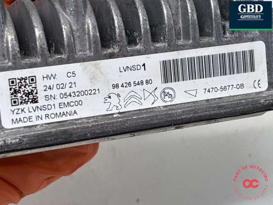 Styreenhet diverse til Toyota Proace 2016-->> (Type II)  (98 426 548 80|)