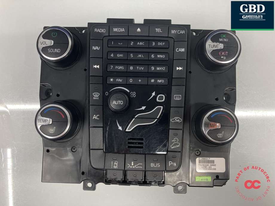 Varmeapparat betjening til Volvo XC60 2008-2013 (Type I, Fase 1) (31398065|)