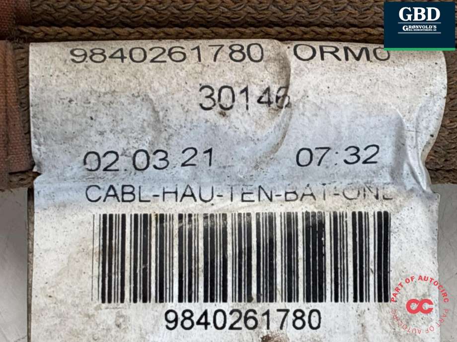 Kabel høy volt (HV) elbil til Toyota Proace 2016-->> (Type II)  (98 402 617 80|)