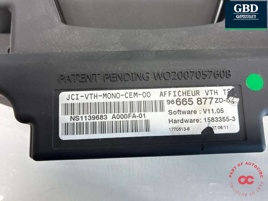 Instrument head-up display (HUD) til Peugeot 3008 2009-2016 (Type I)  (6593 K3|6593 K2|)
