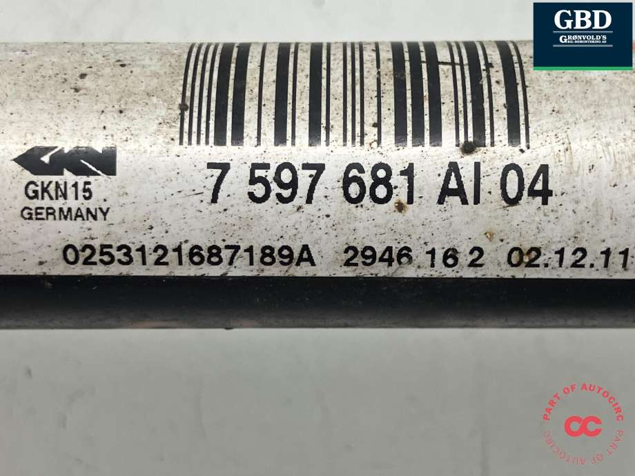 Drivaksel venstre bak, diesel/automat til BMW 1-Serie 2004-2011 (E81/E82/E87/E88) (E81/E82/E87/E88) (33 20 8 680 347|)