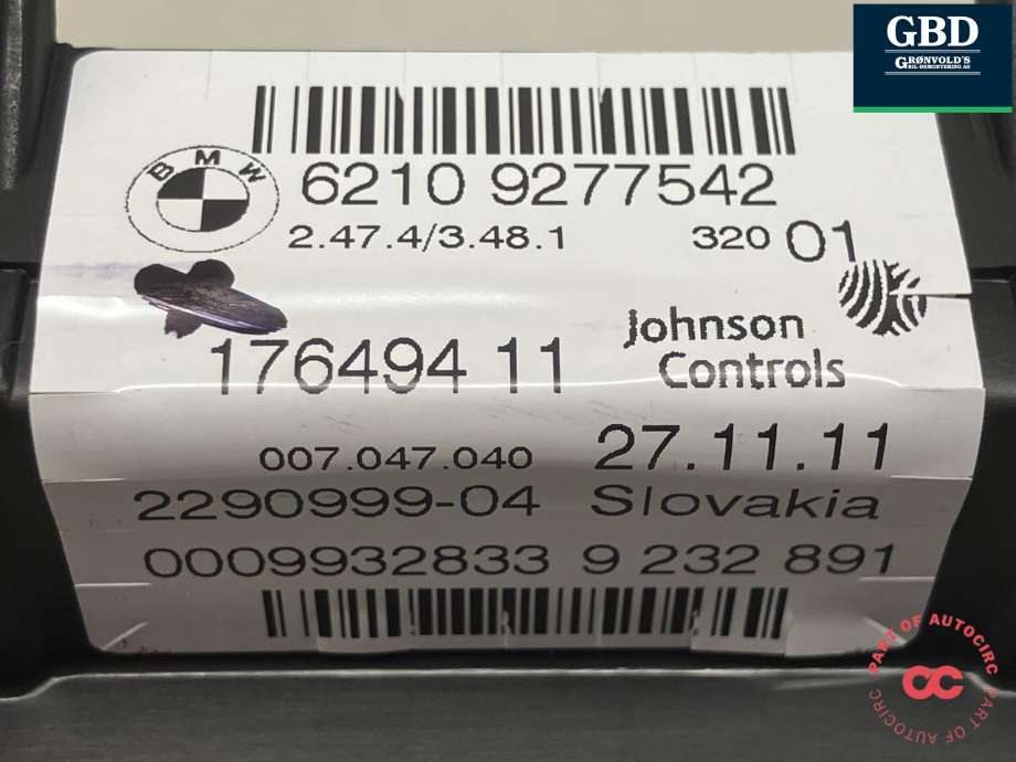 Instrumentpanel til BMW 1-Serie 2004-2011 (E81/E82/E87/E88) (E81/E82/E87/E88) (62 10 6 805 182|62 10 6 843 053|62 10 8 794 208)