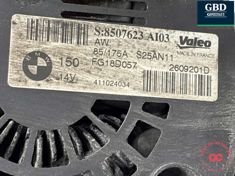 Dynamo diesel til BMW 3-Serie 2005-2011 (E90/E91/E92/E93) (E90/E91/E92/E93) (12 31 8 507 624|12 31 8 509 023|)