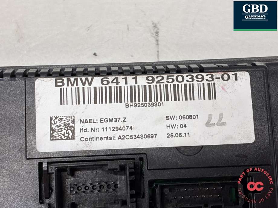 Varmeapparat betjening til BMW 3-Serie 2005-2011 (E90/E91/E92/E93) (E90/E91/E92/E93) (64 11 9 292 262|)