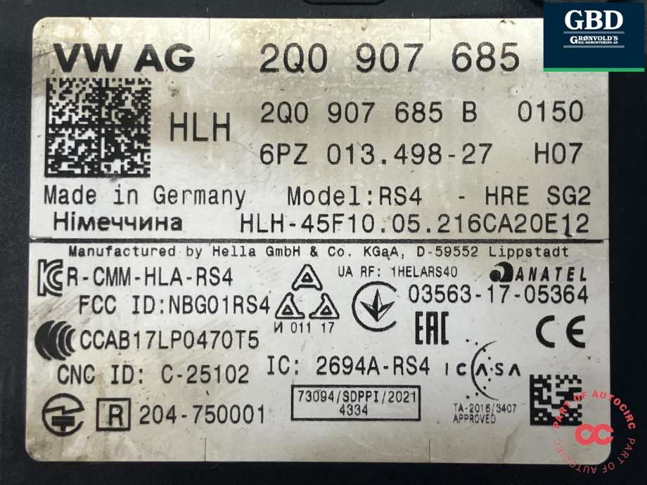 Sensor blindsone til VW Tiguan 2020-->> (Type II, Fase 2) (2Q0 907 686 B|)