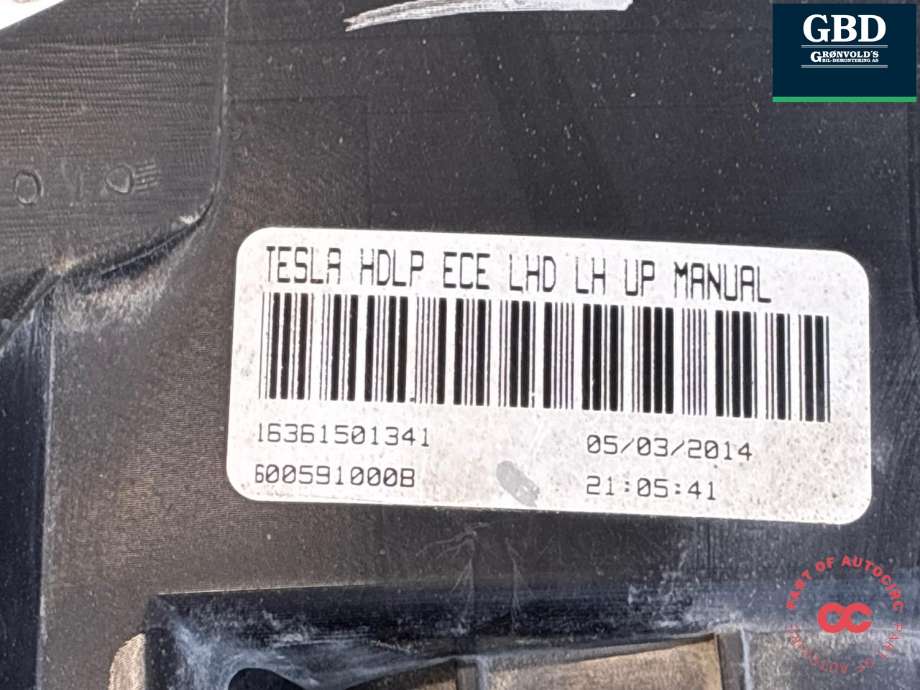 Frontlykt venstre xenon til Tesla Model S 2013-2016 (Fase 1)  (6005910-00-B|6005910|6005910-00-C)