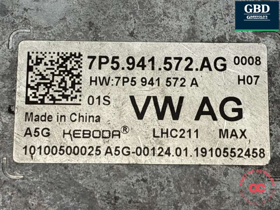 Styreenhet xenon/ballast til VW Golf VII 2017-2020 (Fase 2) (7P5 941 572 AG|)