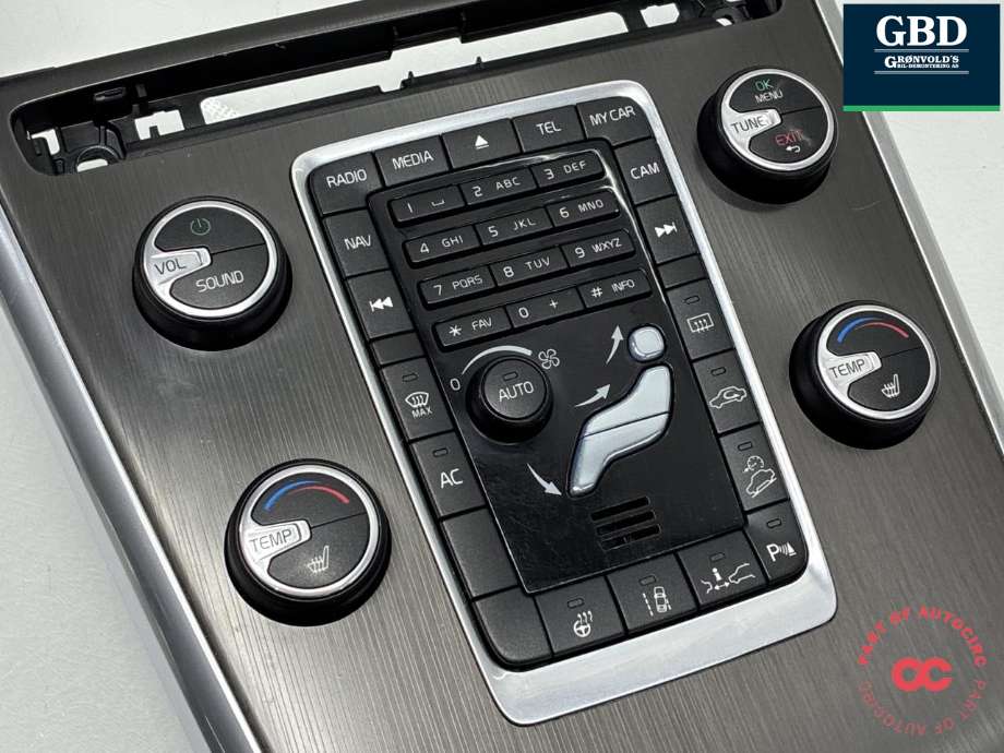 Bilstereo betjeningspanel til Volvo XC60 2008-2013 (Type I, Fase 1) (30795271|31351079|)