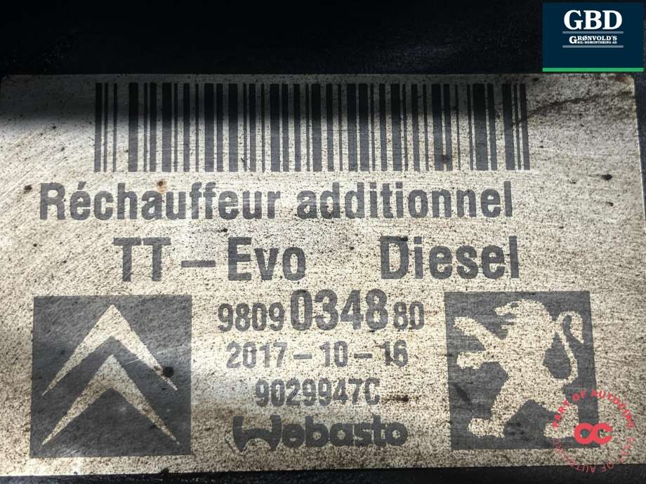 Dieselvarmer til Peugeot Expert 2016-->> (Type III)  (98 090 347 80|98 090 348 80|)