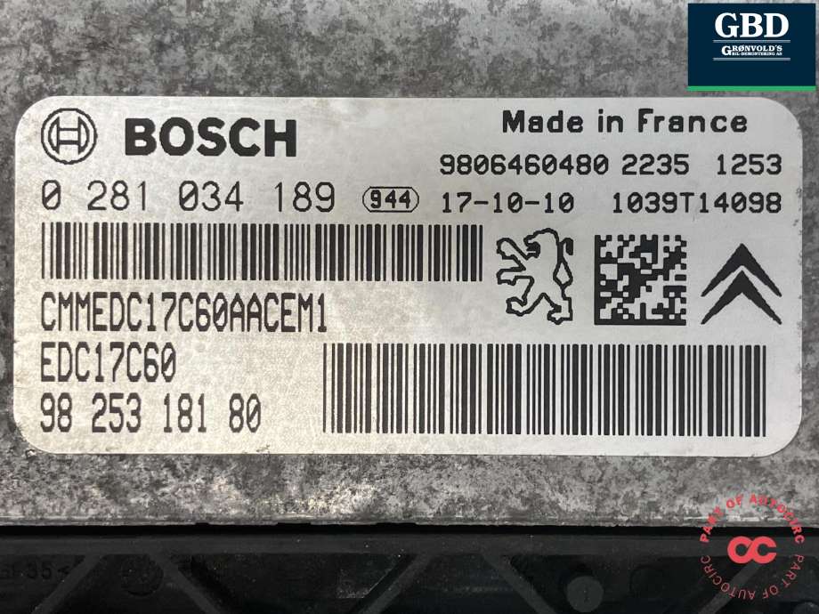 Styreenhet motor til Peugeot Expert 2016-->> (Type III) (16 173 283 80|)
