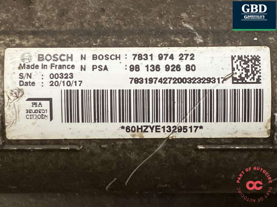 Tannstang til Peugeot Expert 2016-->> (Type III)  (98 136 926 80|16 636 670 80|)