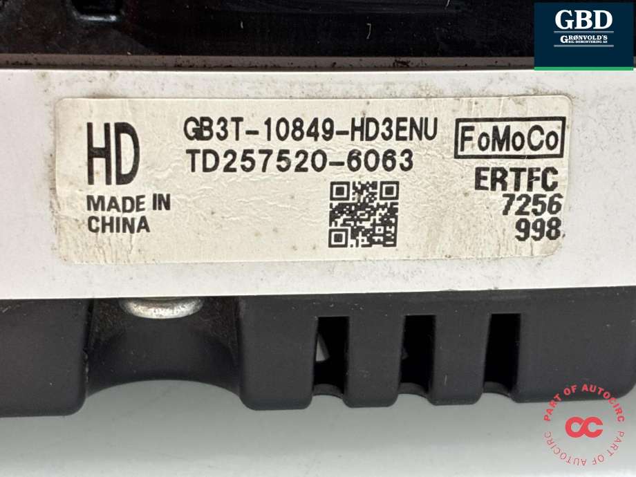 Instrumentpanel til Ford Ranger / Ranger Raptor 2015-2022  (2200027|GB3T-10849-HD3ENU|)