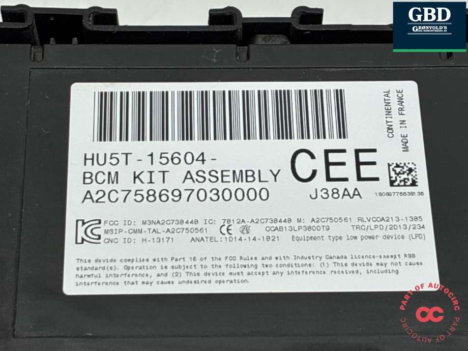 Styreenhet comfort (BCM) til Ford Ranger / Ranger Raptor 2015-2022 (2172968|HU5T-15604-CEE|HU5T-15604)