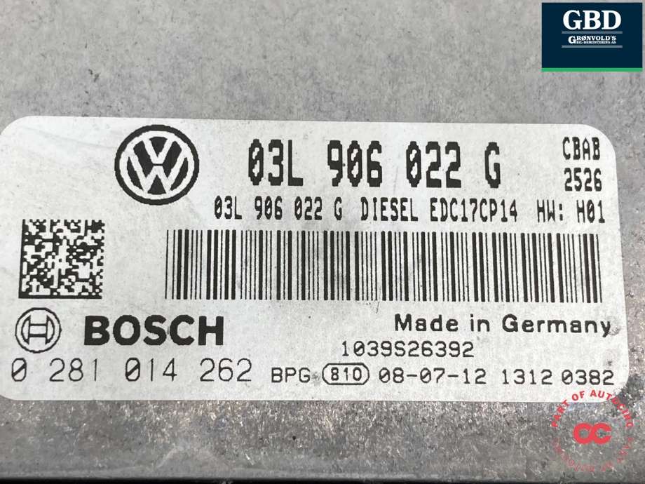 Styreenhet motor til VW Tiguan 2007-2011 (Type I, Fase 1) (03L 906 022 RP|03L 906 022 RP 5N0|)
