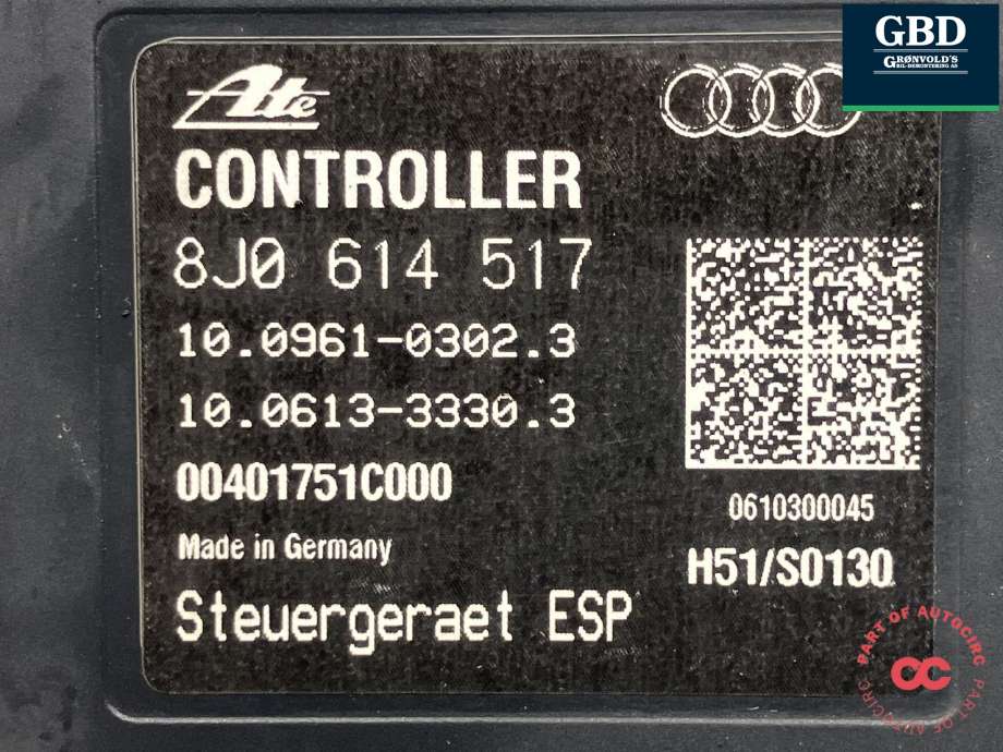 ABS sentral til Audi TT 2006-2014 (Type II) (ATE|8J0 614 517|8J0 614 517 BEF|10.0212-0015.4)