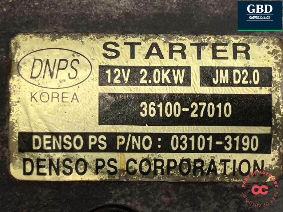 Starter diesel til Hyundai Santa Fe 2006-2009 (Type II, Fase 1)  (36100 27011|)