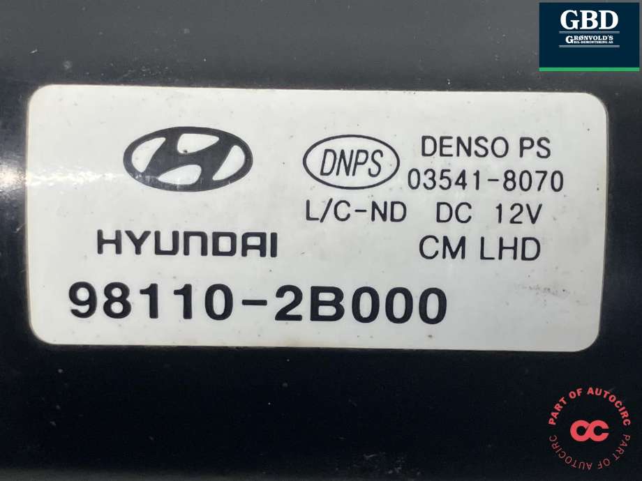 Viskermotor frontrute komplett m/overføring til Hyundai Santa Fe 2006-2009 (Type II, Fase 1) (98120 2B000|98110 2B000|)
