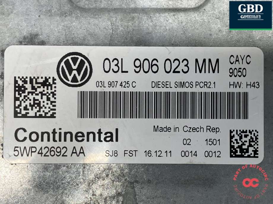 Styreenhet motor til VW Golf VI 2008-2012 (03L 997 557 T|)