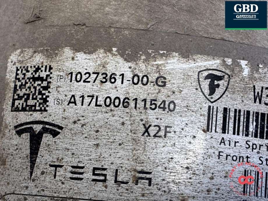Fjær foran nivå luftpute/belg til Tesla Model X 2016-->> (1027361-00-G|)