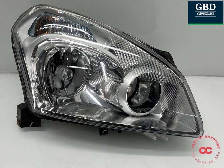 Frontlykt høyre halogen til Nissan Qashqai 2007-2010 (Type I, Fase 1) (26010JD91A|26010JD96A|)