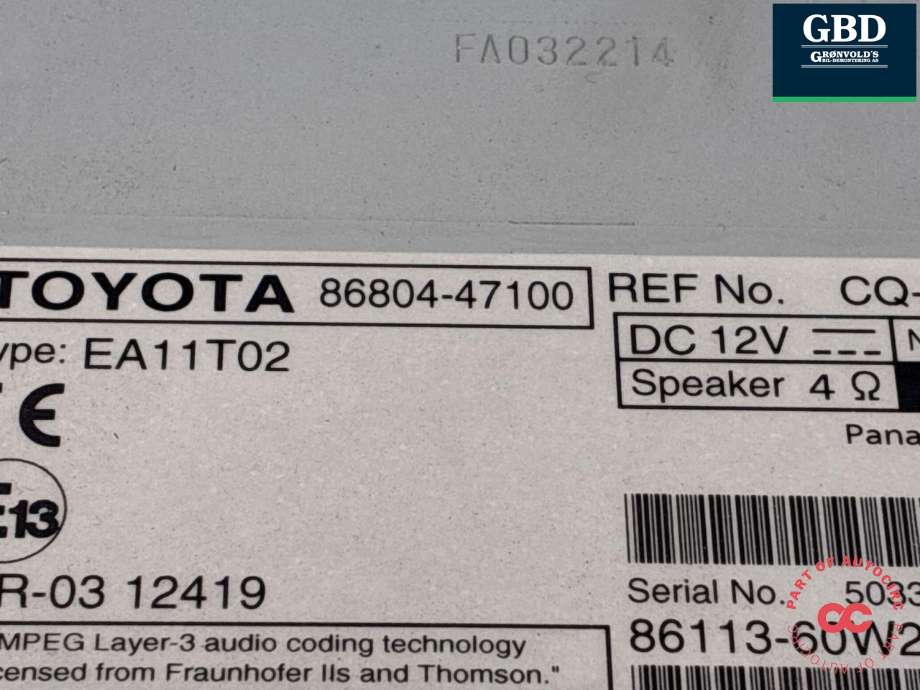 Bilstereo til Toyota Prius +7 2012-2020 (Type III) (stasjonsvogn) (stasjonsvogn) (8680447100|)