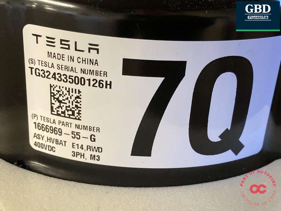 Batteripakke elbil til Tesla Model 3 2024-->> (Fase 2)  (CATL|1666969-55-G|)