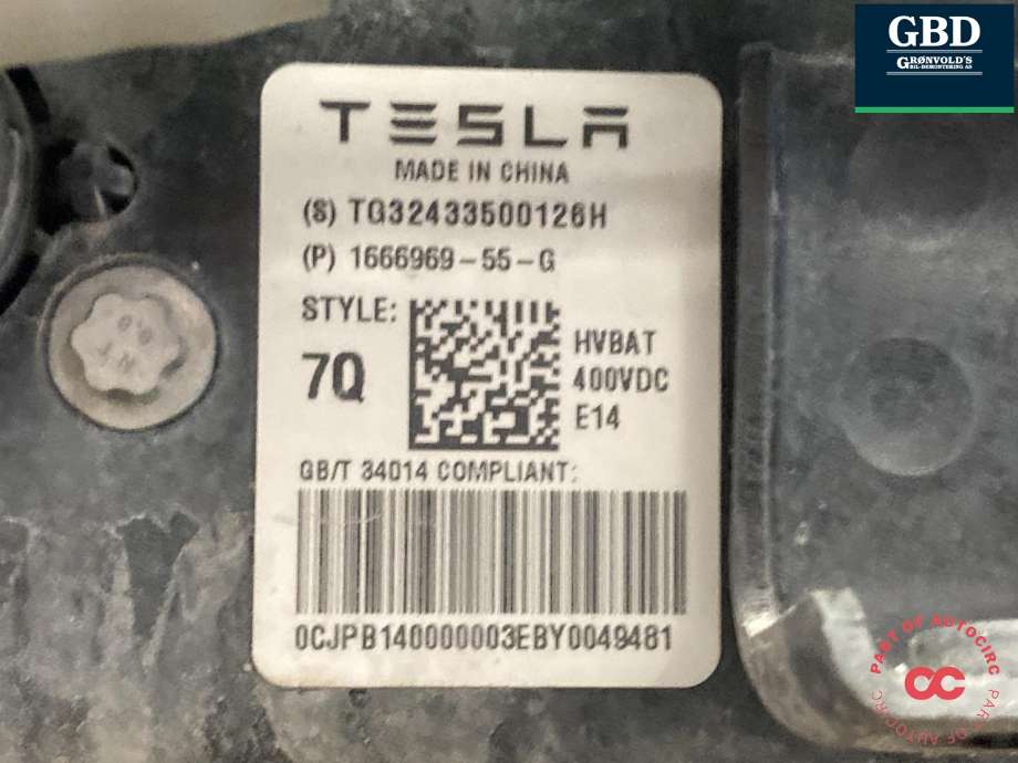 Batteripakke elbil til Tesla Model 3 2024-->> (Fase 2)  (CATL|1666969-55-G|)