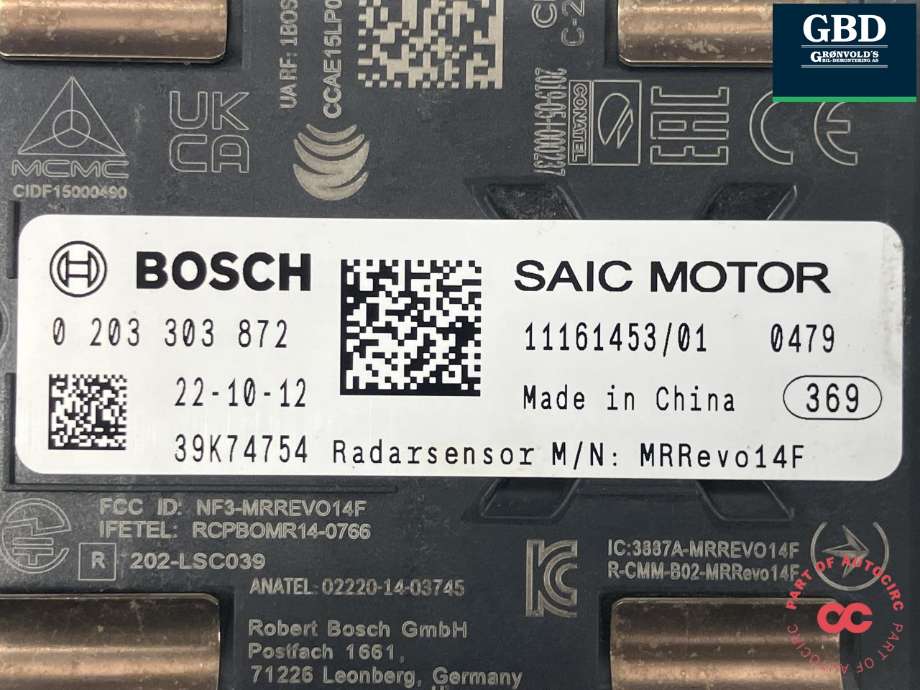 Sensor radar til MG Marvel R 2021-->>  (11161453|)