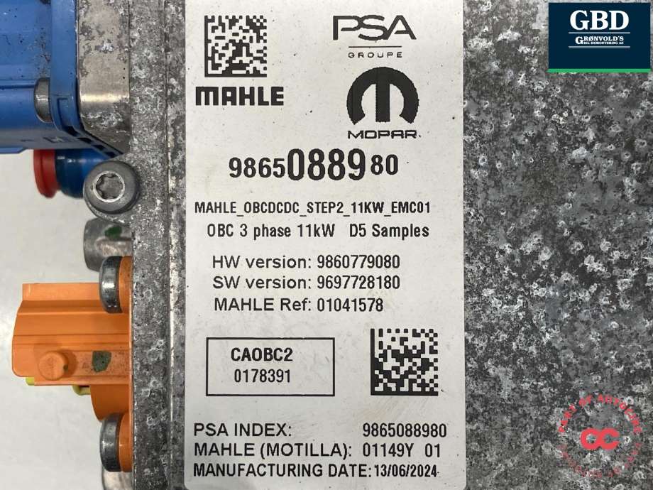 Batterilader (OBC - On Board Charger) til Peugeot e-3008 2023-->> (65 029 109 80|)