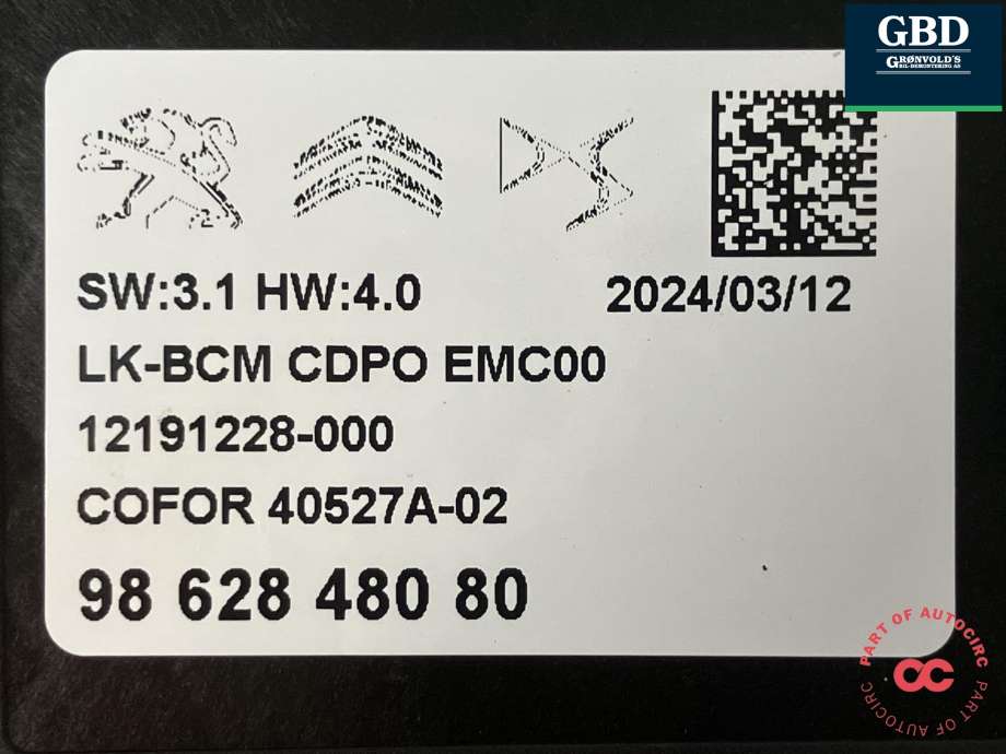 Styreenhet comfort (BCM) til Peugeot e-3008 2023-->> (98 628 480 80|)