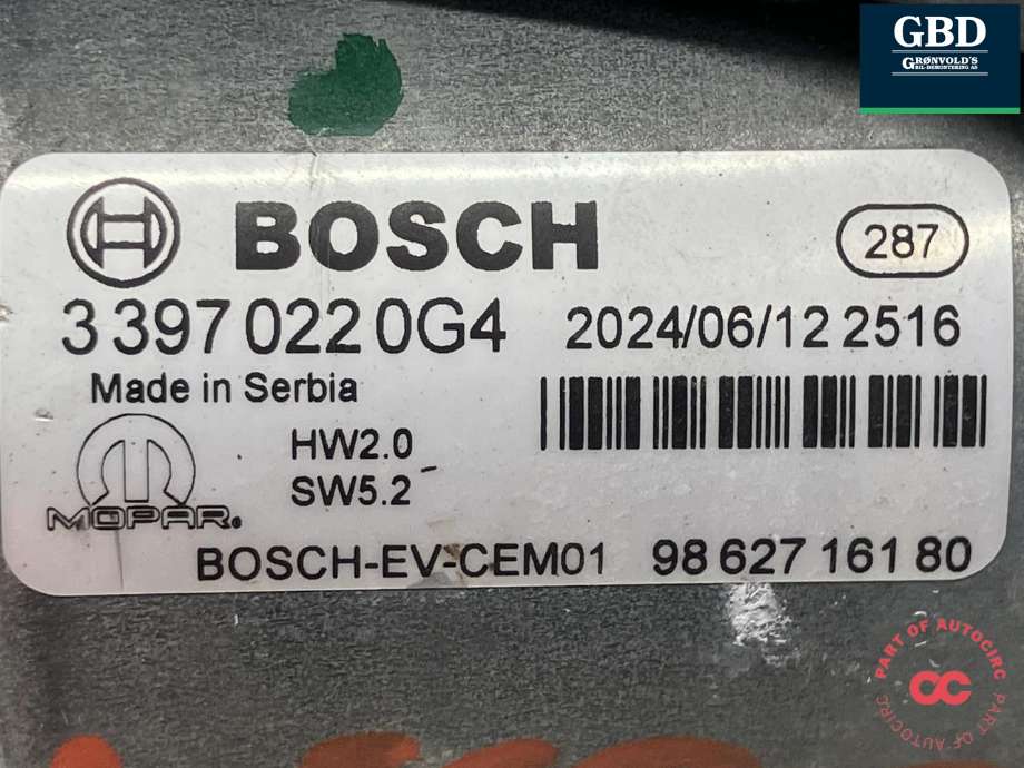 Viskermotor frontrute komplett m/overføring til Peugeot e-3008 2023-->> (98 413 404 80|16 924 347 80|)