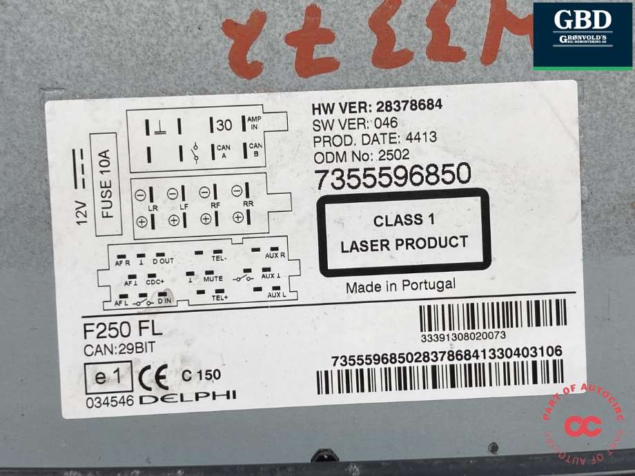 Bilstereo til Peugeot Boxer 2007-2013 (Type III, Fase 1) (16 124 400 80|16 108 630 80|)