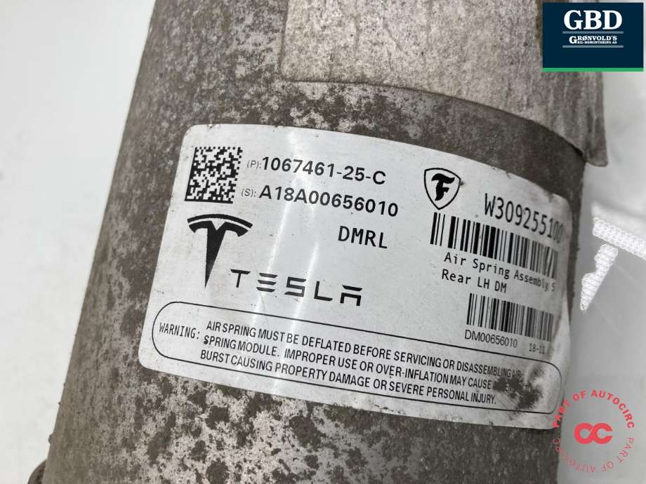 Fjær bak nivå luftpute/belg til Tesla Model S 2016-2021 (Fase 2) (1067461-25-C|)