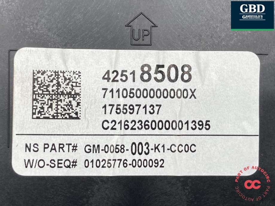 Instrumentpanel til Opel Mokka X 2016-2019 (Type I, Fase 2)  (42518508|42573263|)