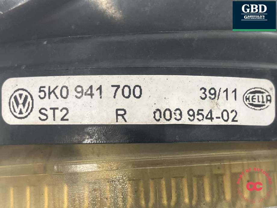 Tåkelykt høyre foran til VW Golf VI 2008-2012  (HELLA|5K0 941 700 F|5K0 941 700|009 954-02)