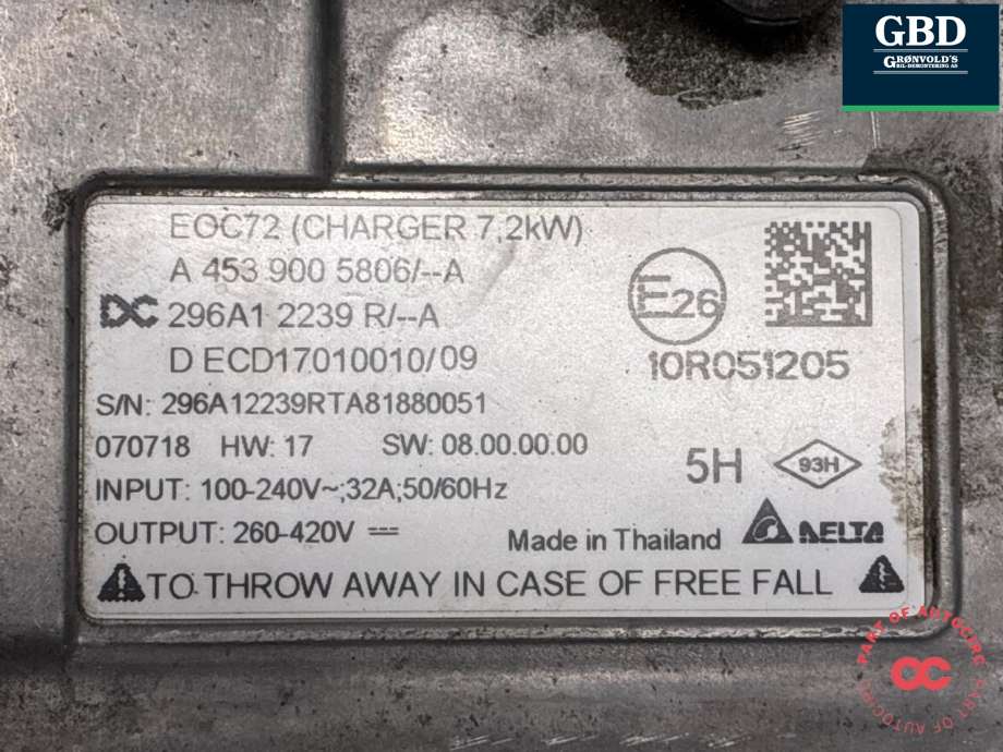 Batterilader (OBC - On Board Charger) til Renault Kangoo 2008-2021 (Type II)  (296A12239R|A 453 900 5809|)