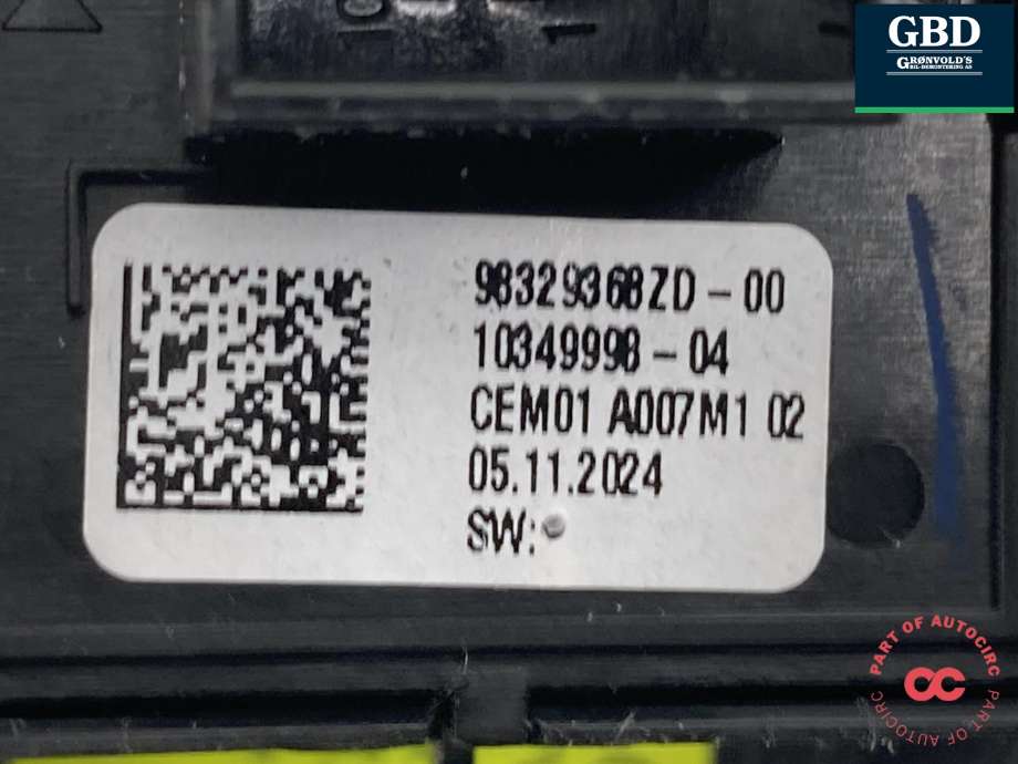Bryter ruteheis førerdørspanel til Fiat Doblo 2010-->> (Type II) (NO PART ID|)