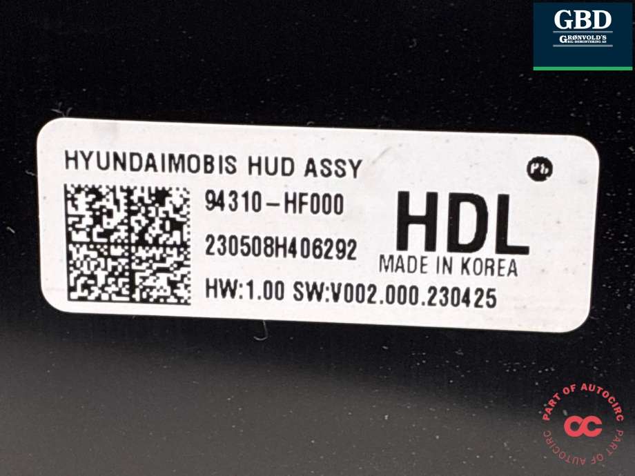 Instrument head-up display (HUD) til Hyundai Kona 2024-->> (Type II)  (94310HF000|)
